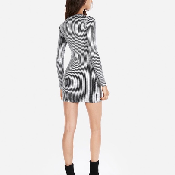 Solid Fitted Ribbed Sweater Dress - Picture 2 of 2